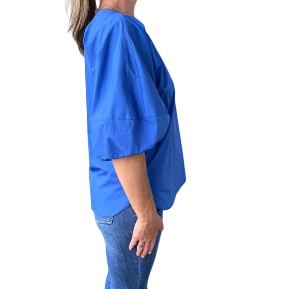 Amanda Uprichard | Dusk Mra Top Off the Shoulder Puff Sleeves Blue M - Picture 7 of 15